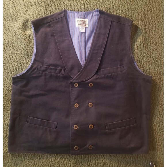 FRONTIER CLASSICS Mens XL Waistcoat Vest Double Breasted Black Western Cosplay - Picture 1 of 9